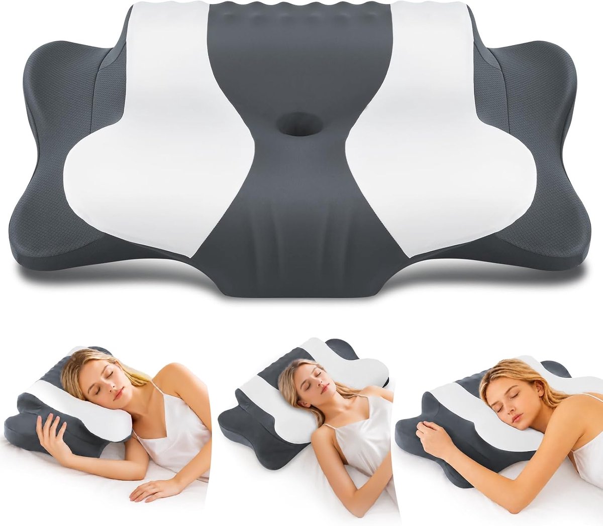 SnelShoppen - Ergonomisch Hoofdkussen van Traagschuim - Zacht en Ondersteunend - Ideaal voor Alle Slaapposities - Perfect voor Thuis en op Reis - Onde