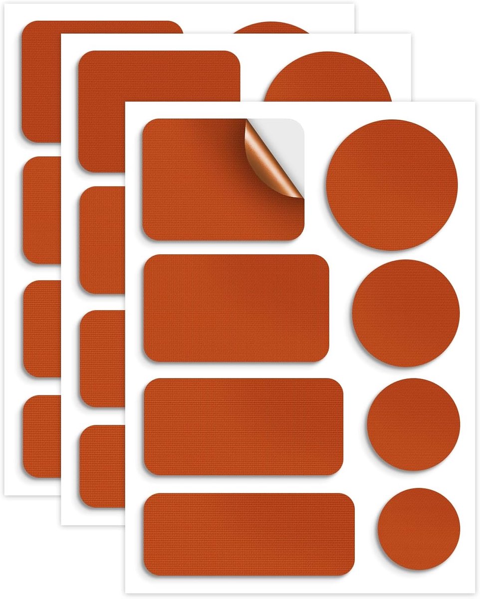 SnelShoppen - Down Jacket Patches 24 Stuks Zelfklevende Nylon Reparatietape voor Jassen, Tenten, Kleding, Slaapzakken, Waterdicht, Oranje, Diverse Vor