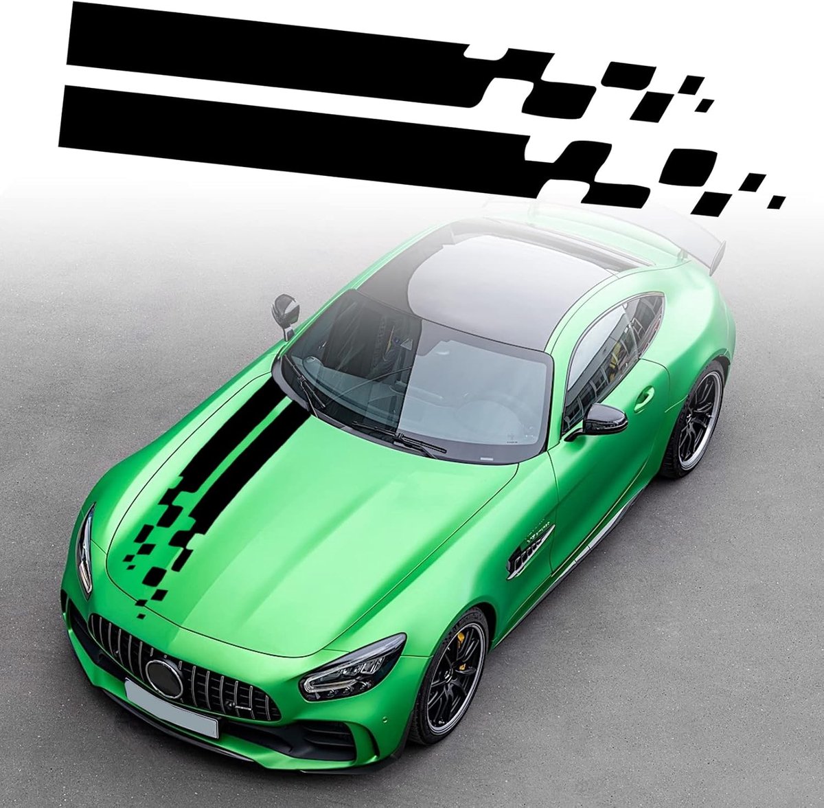 SnelShoppen - Car Hood Stripe Sticker Racing Body Decal Zwart Voor Aangepaste Auto's - Waterdicht Vinyl Materiaal - Sportieve Decoratie - Unieke Auto