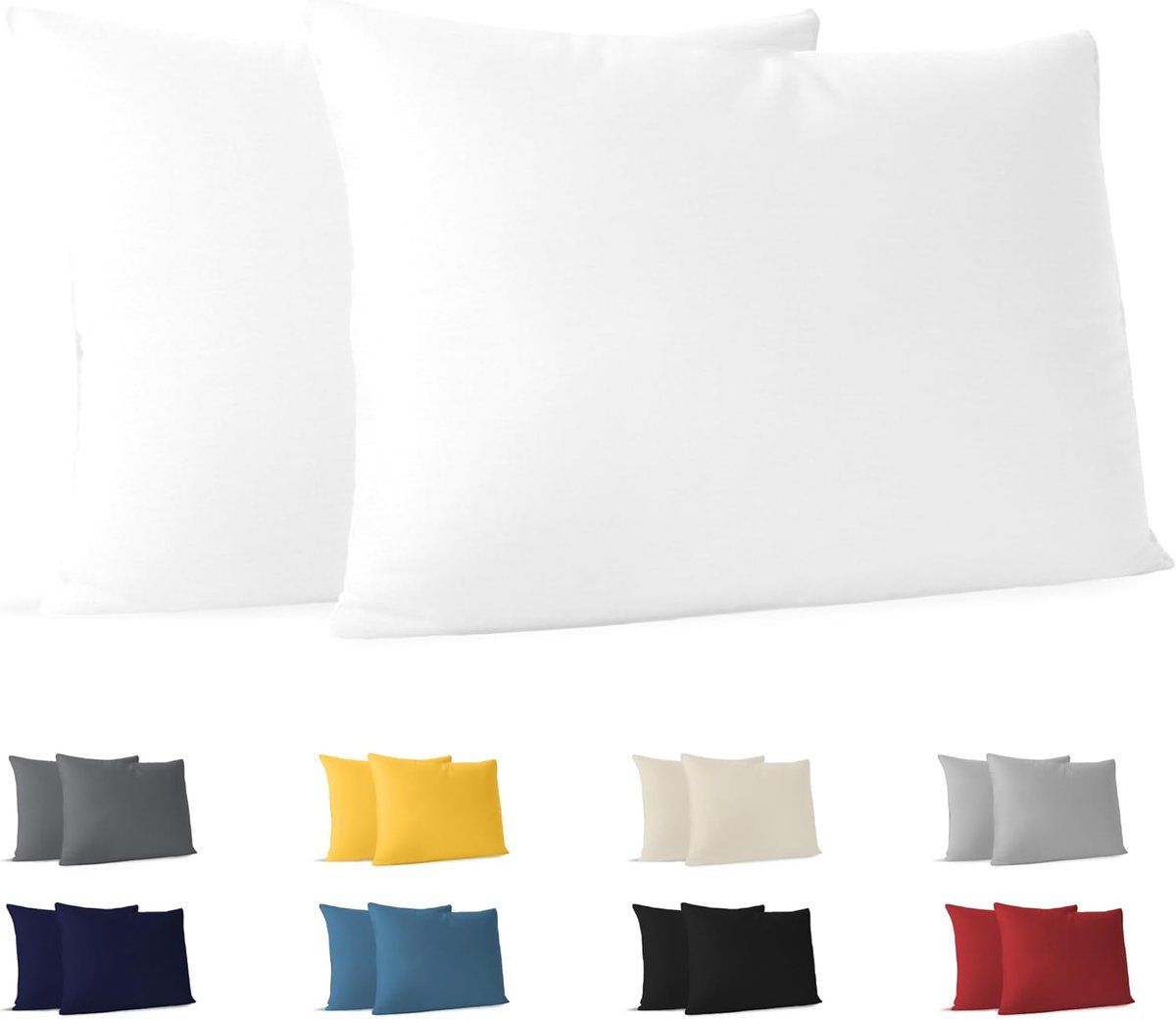 SnelShoppen - Set van 2 Katoenen Hoeslakens 30x50 cm - Hypoallergene en Weerstandige Kussenslopen van 100% Jersey Katoen - Ideaal voor Slaapkamer, Log