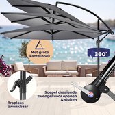 Casaria Tuinparasol 300 cm – met Gewichten & Beschermhoes – Antraciet UV80+
