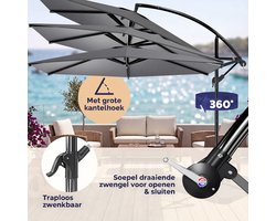 Casaria Tuinparasol 300 cm – met Gewichten & Beschermhoes – Antraciet UV80+