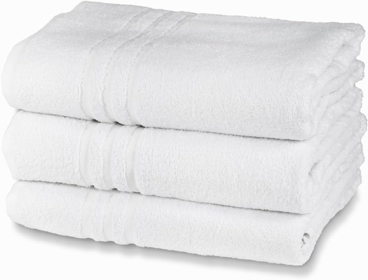SnelShoppen - Terry Handdoeken Set 100% Katoen, 3 Stuks, 60x100 cm, 380 g/m², Wasbare Witte Handdoeken, Ideaal voor B&B en Hotels