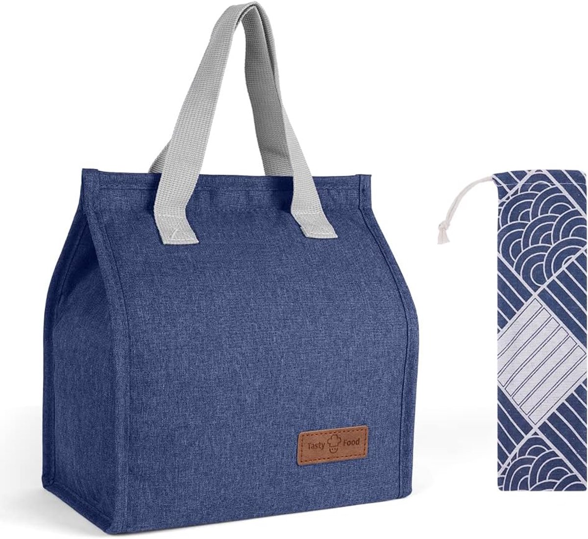 SnelShoppen - Insulated Lunch Bag voor Mannen en Vrouwen, Portable Koeltas, Thermisch Lekvrij Lunch Organizer, 5mm Pearl Cotton, Aluminium Folie, Navy