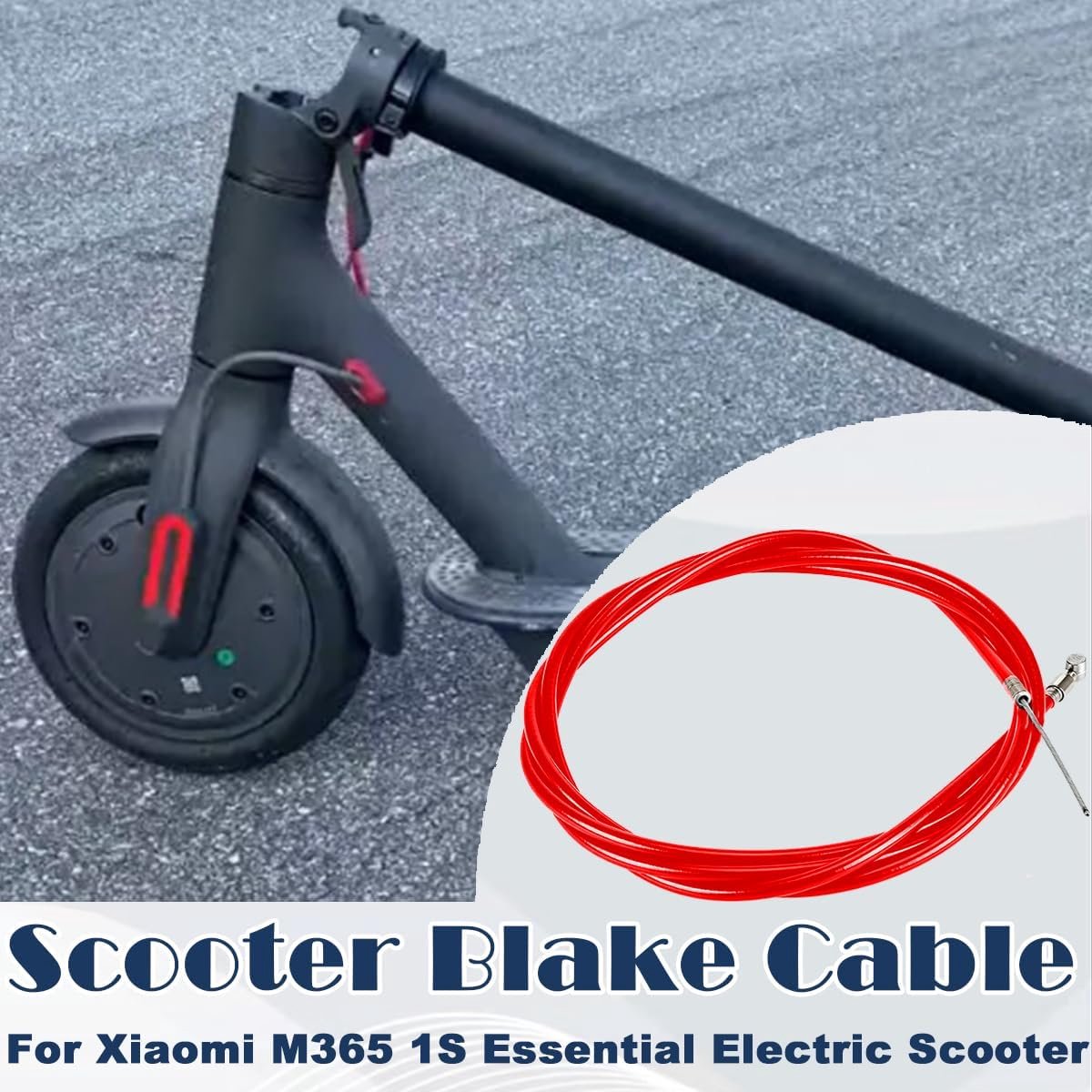 SnelShoppen - Remkabel Elektrische Step 185 cm - Achterremkabel voor Xiaomi M365 1S Essential - Stalen Kern, Robuust, Rood - Perfect voor Nauwkeurig R