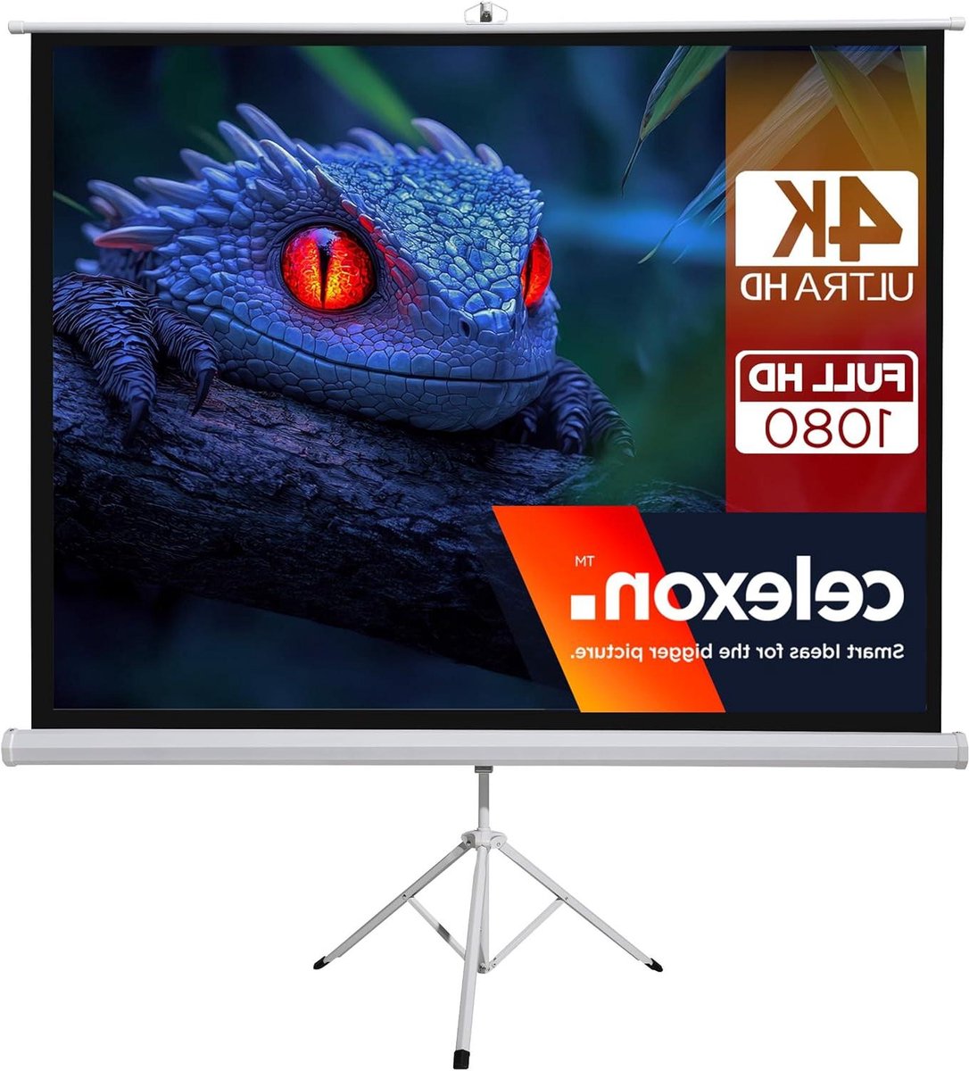 Projectiescherm Statief - Mobiel Beeldscherm - Presentaties Geven - Breed Kijkveld - 220 x 220 cm - Wit