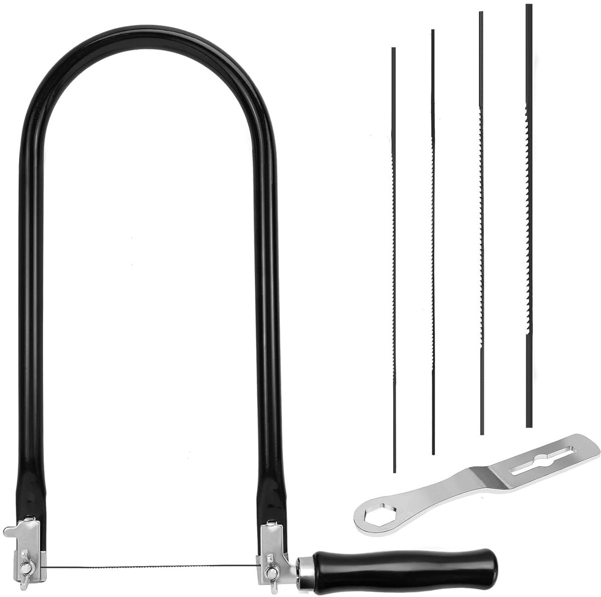 SnelShoppen - Figure Saws Set met 4 Zaagbladen (4#6#8#10#), Handzaag met Houten Handvat, Hacksaw, 360° Rotatie voor Hout, Kunststof en Metaal, Precisi