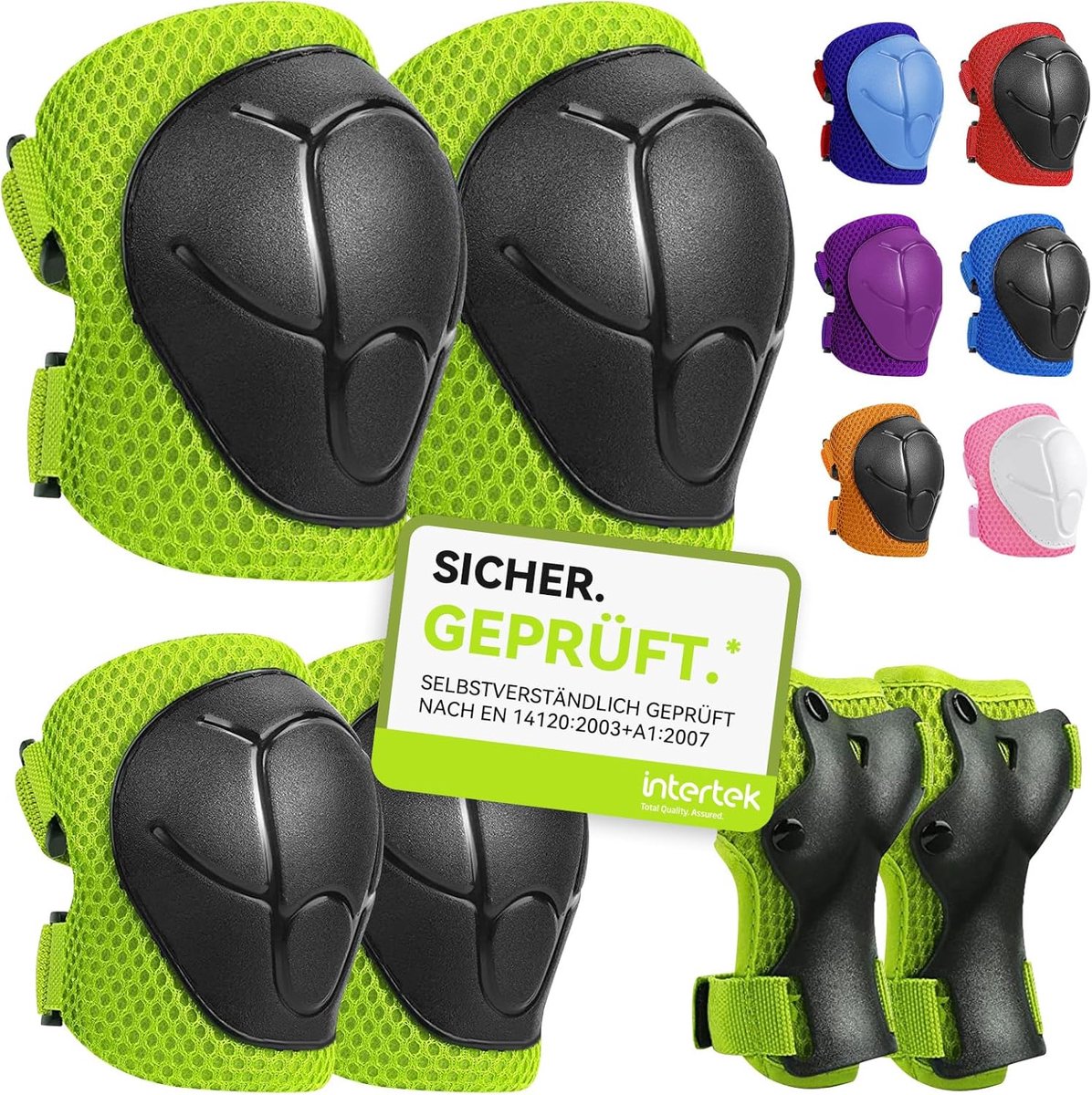 SnelShoppen - 6-delige Beschermingsset voor Kinderen - Inlineskates, Skateboard, Scooter - Verstelbare Knie- en Elleboogbeschermers - Veiligheid, Comf