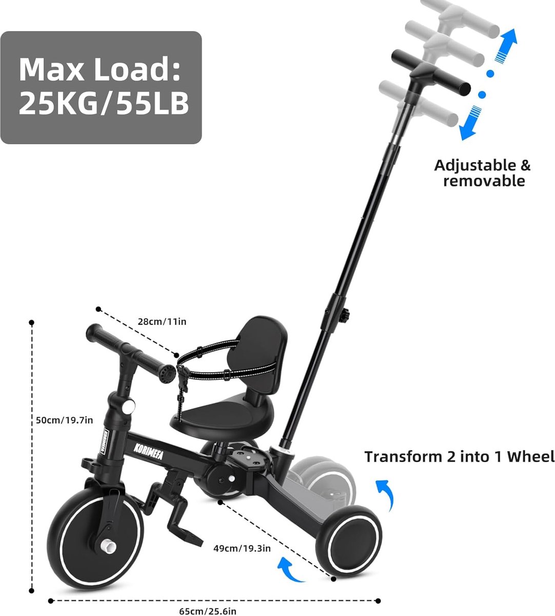SnelShoppen - Kleurige Peuterfiets Driewieler voor Kinderen - Zwart, Veilig, Comfortabel, Geschikt voor Binnen en Buiten, Perfect voor Speeltuinen en