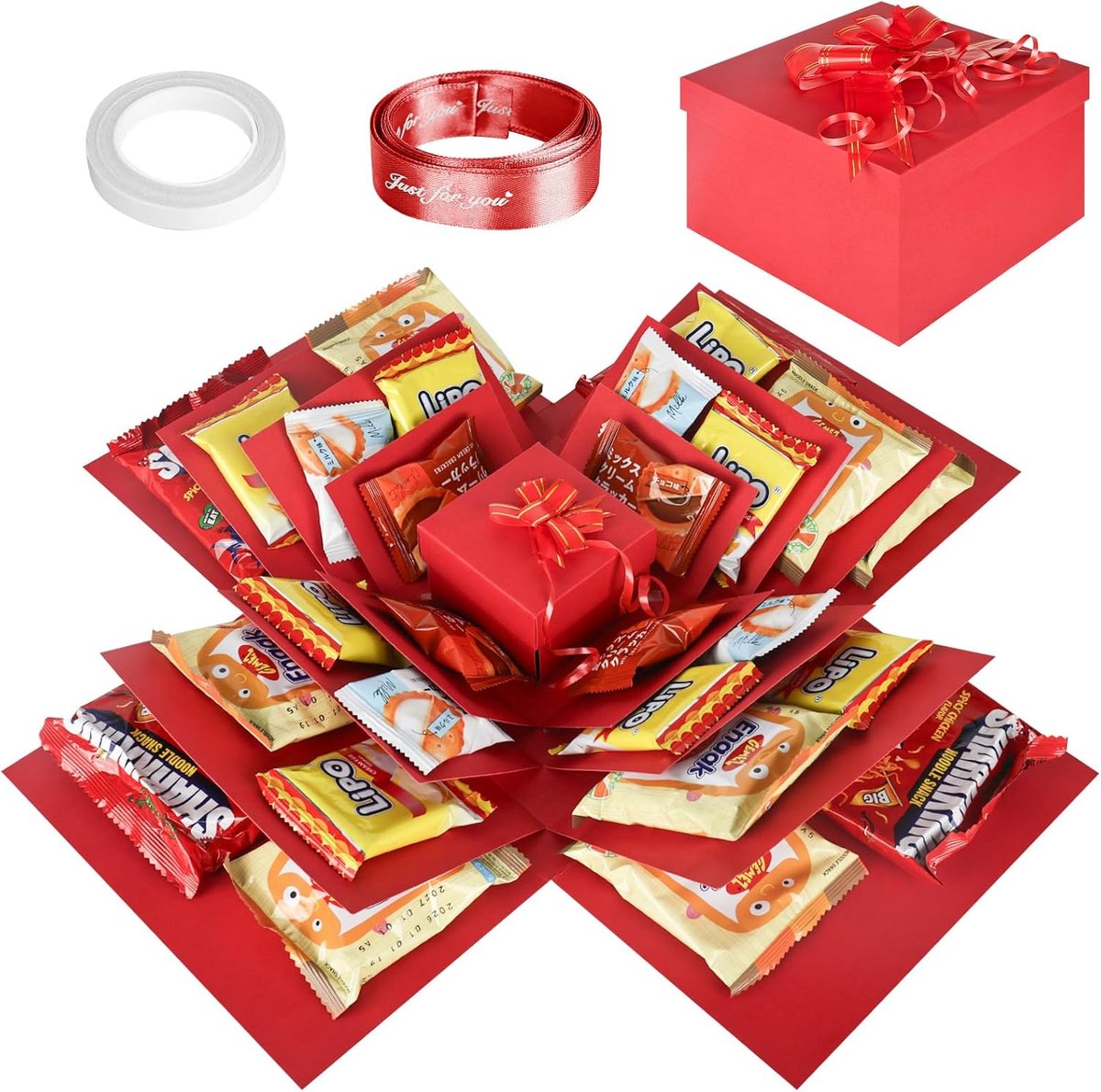 SnelShoppen - YYTECH Verrassingsdoos 5-laags Creatieve Geschenkdoos - DIY Explosiebox Rood - Handgemaakte Cadeauverpakking voor Valentijnsdag, Verjaar