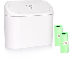 SnelShoppen - EINESIN Auto Prullenbak - Mini Auto Organizer met Deksel en 40 Vuilniszakken - Kleine Afvalbak voor Auto, Organisatie, 1,4L, Perfect voo