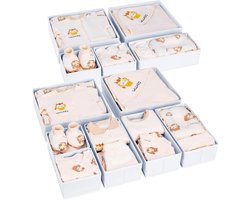 SnelShoppen - Homsorout kast-organizer 12 stuks, opvouwbare opbergdozen van stof voor ondergoed, sokken, kleding, wit, ideaal voor kledingkast en kled