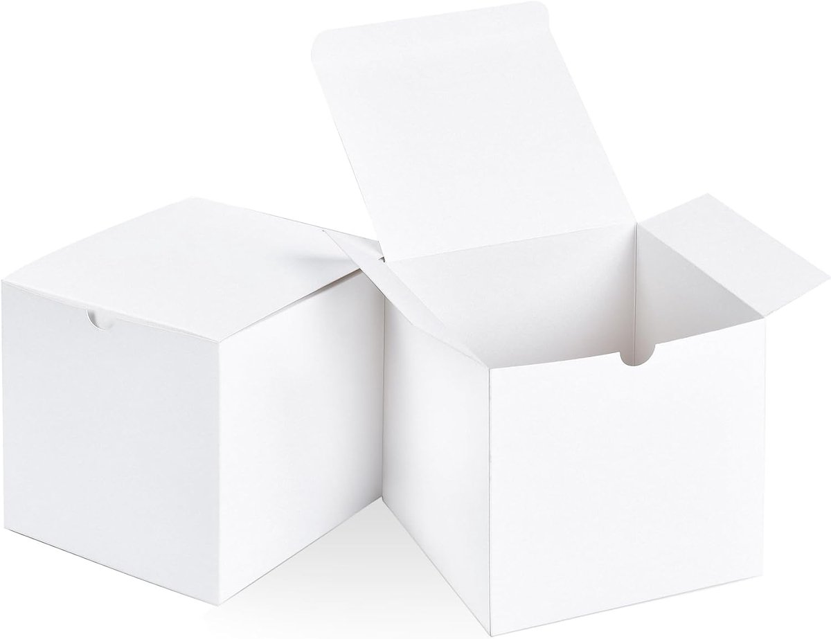 SnelShoppen - 10 Stuks Witte Kartonnen Geschenkdozen met Deksels 10x10x10 cm | Kleine Vierkante Dozen voor Feest, Bruiloft, Kerstmis, Verjaardagen en