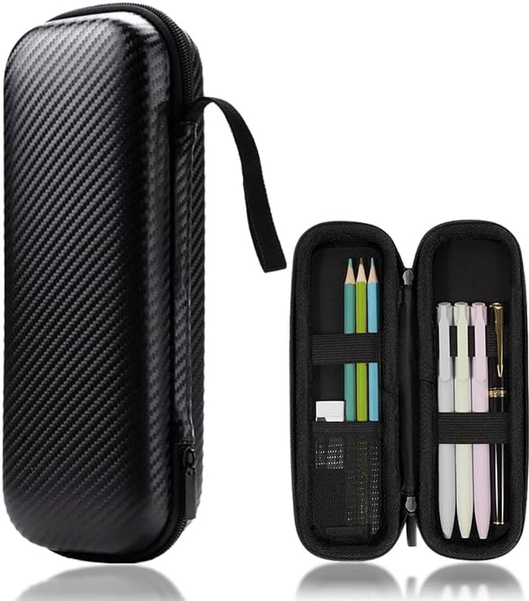 SnelShoppen - Hard EVA Pennenetui Schokbestendig voor School, Ruime Capaciteit, Waterafstotend, Zwart, Perfect voor Schrijfwaren en Accessoires