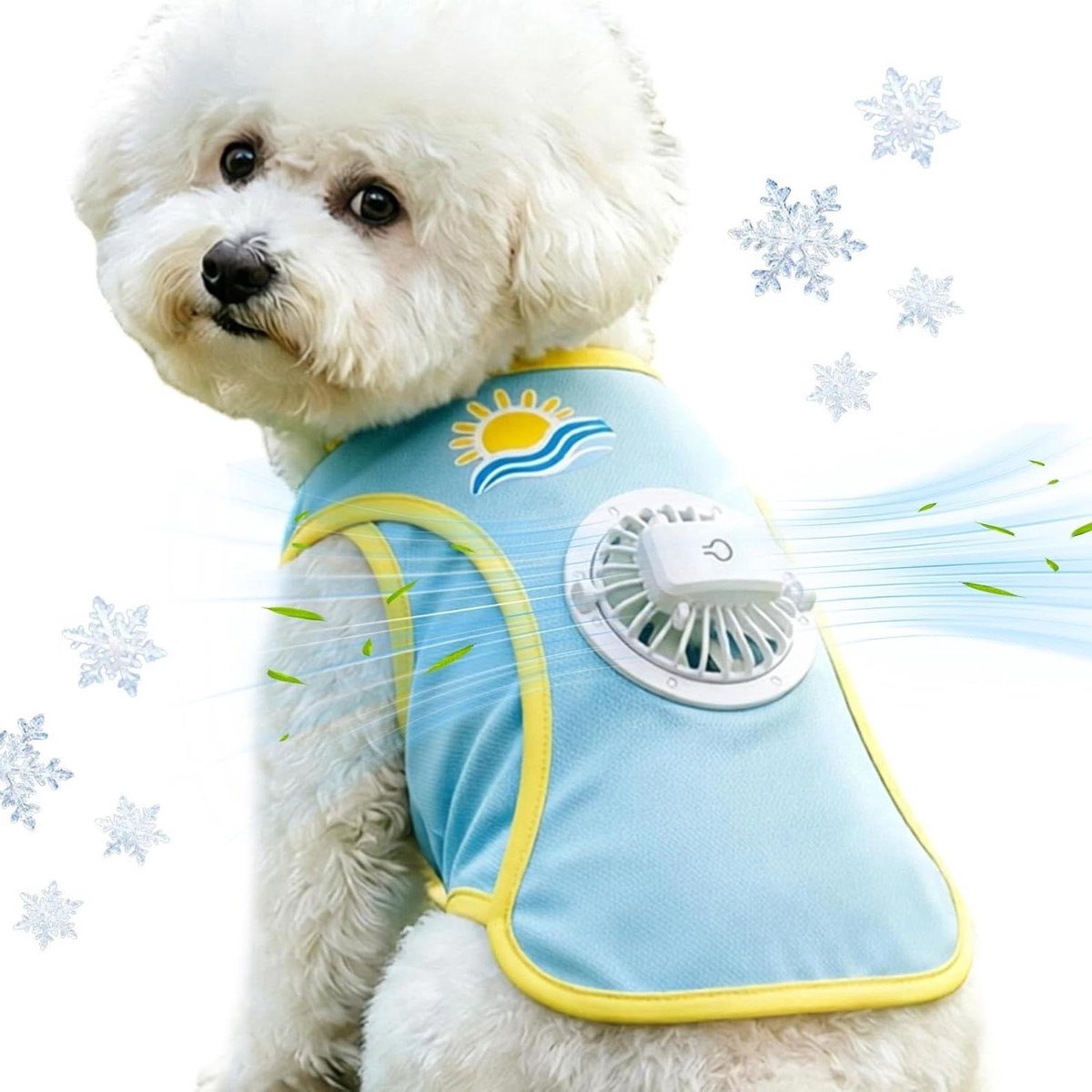 Koelvest Voor Honden - Huisdier Zomerkleding - Buiten Wandelen - Ventilator Met 3 Snelheden - Maat L - Blauw