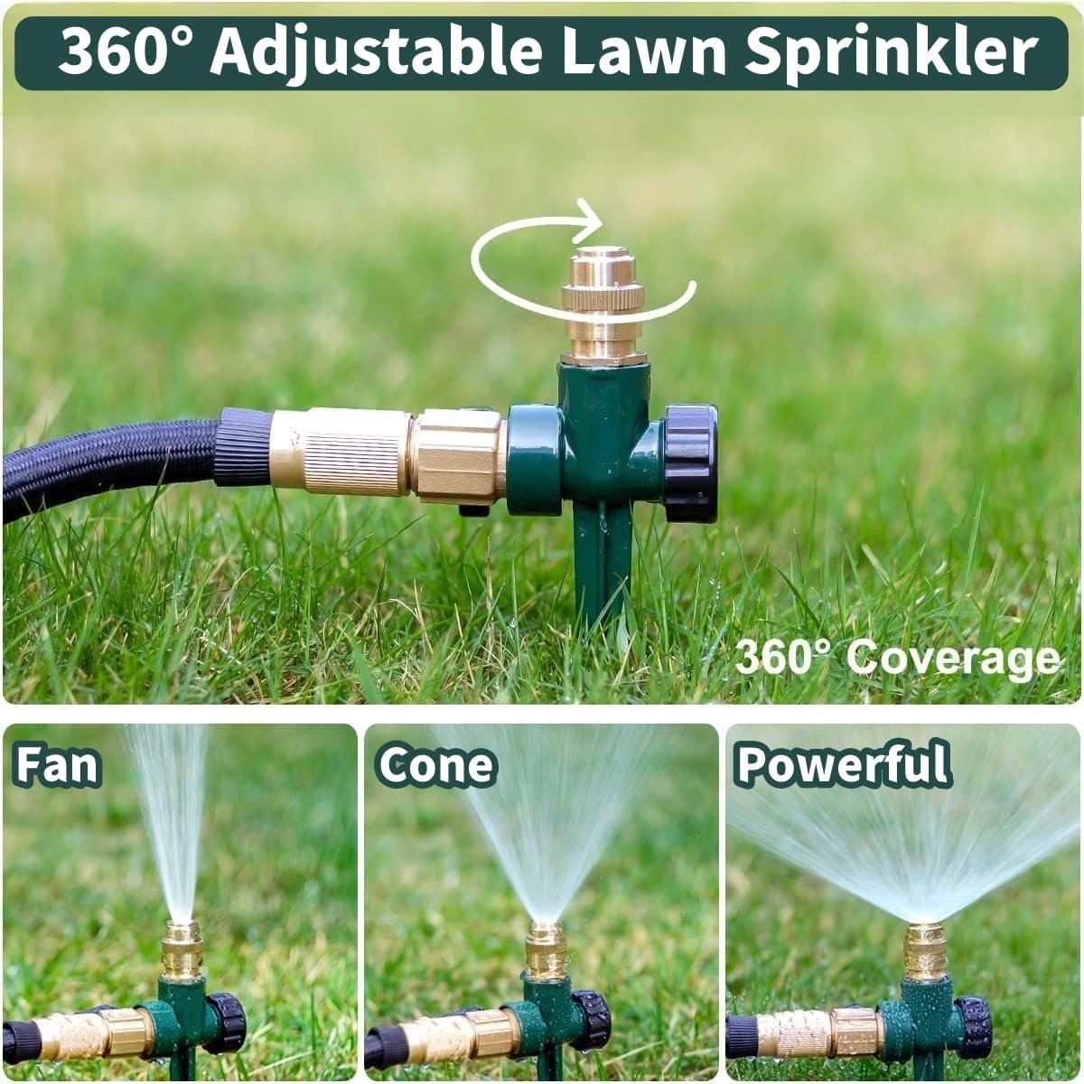 SnelShoppen - 2x Metalen Tuin Sprinkler 360 Graden, Heavy Impact Automatische Irrigatie met Stalen Piek voor Tuin, Gazon, Planten, Bloemen, Groenten,