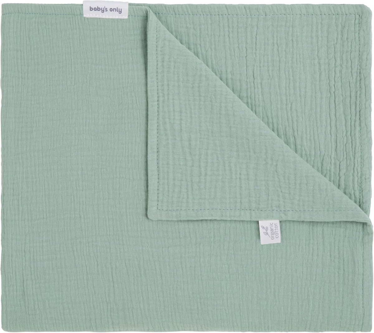 SnelShoppen - Babydeken Fresh ECO - 100% ecologisch katoen - 70x95cm - Stonegreen - Zacht en warm voor babybedje of wieg - Perfect voor baby's