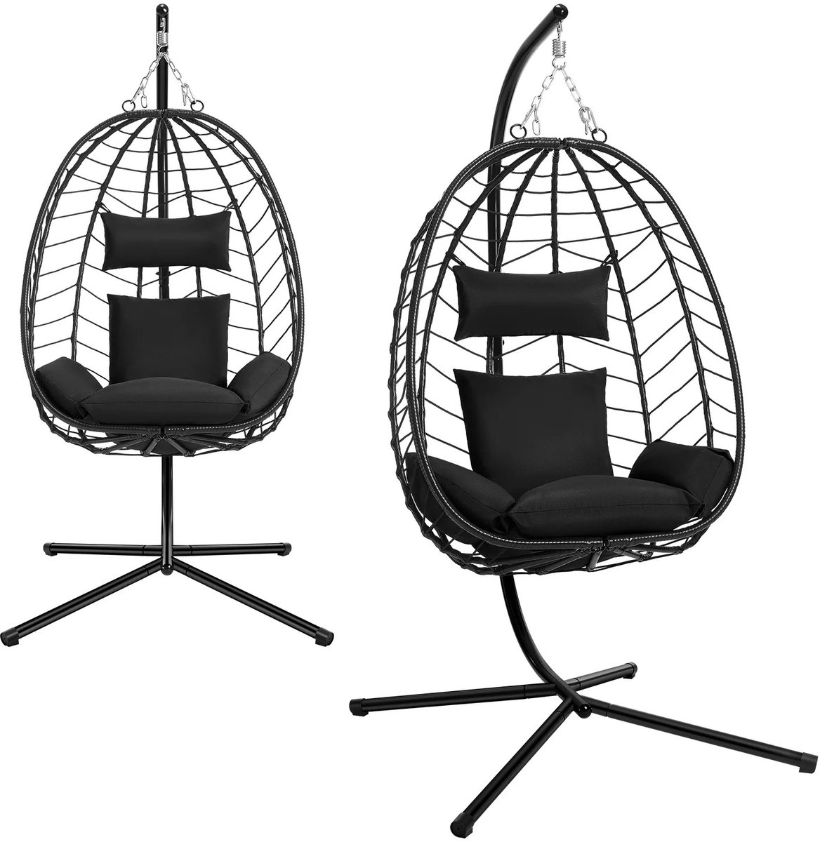 Bresht Hangstoel - Schommelstoel - Afneembare kussens - Antislipvoeten - Draagvermogen tot 150 kg - Antraciet - 102 × 100 × 196 cm