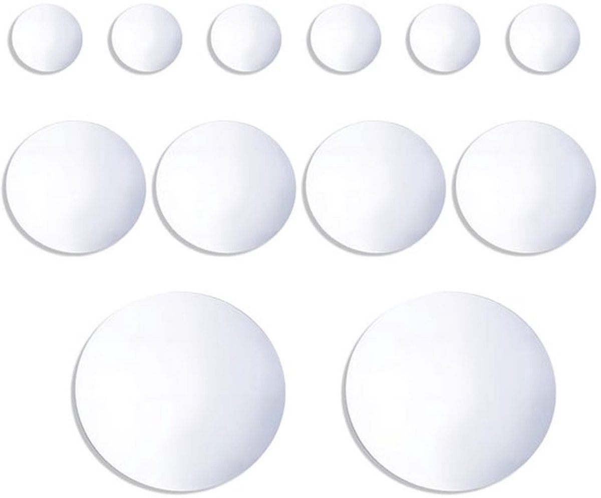 12 stuks ronde acrylspiegels in 3 maten, zilveren zelfklevende spiegel, kaarsplaten, tafelaccessoires voor tafels, knutselwerkjes, bruiloftsfeest, wanddecoraties, 10/20/30 cm