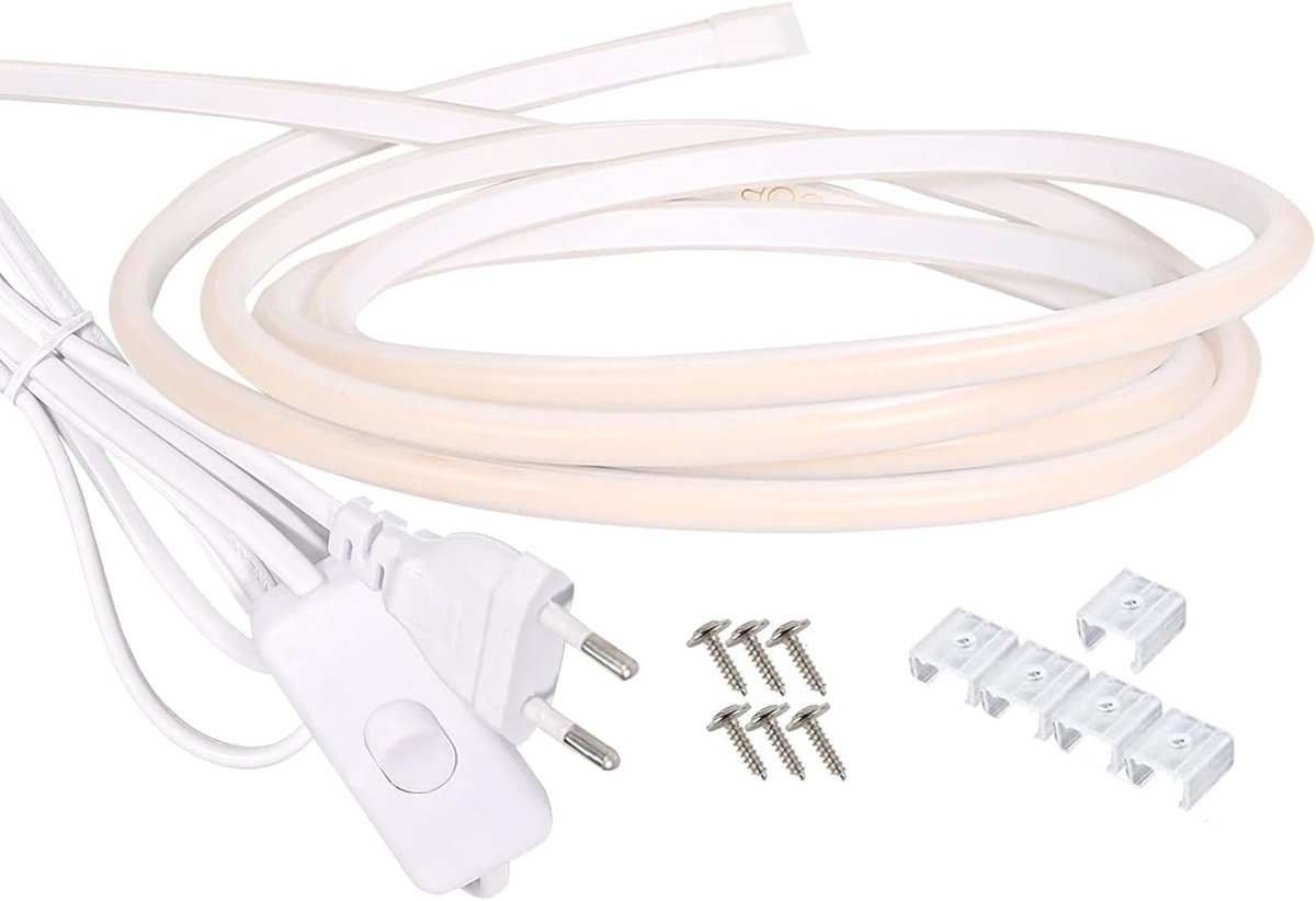 SnelShoppen - LED Strip 220V 1m 10W Warm Wit 3000K met Aan/Uit Schakelaar - Flexibele Binnen Buiten Verlichting voor Tuin, Keuken, Feest