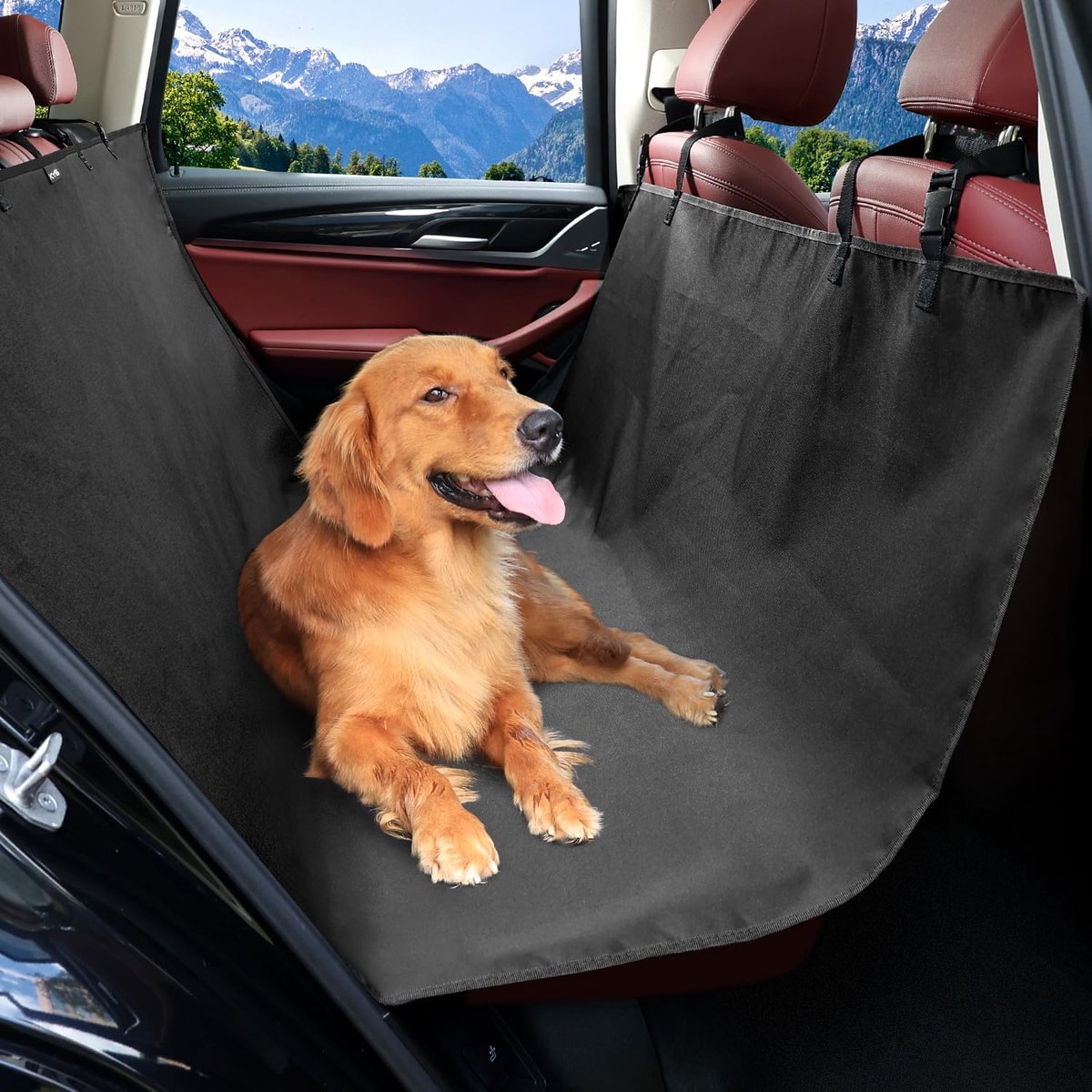 SnelShoppen - Honden Autostoelhoes - 600D Oxford - Waterdicht - Antislip - Krasbestendig - Ideaal voor Reis, Auto, Hond, Dieren, Bescherming, Zwart