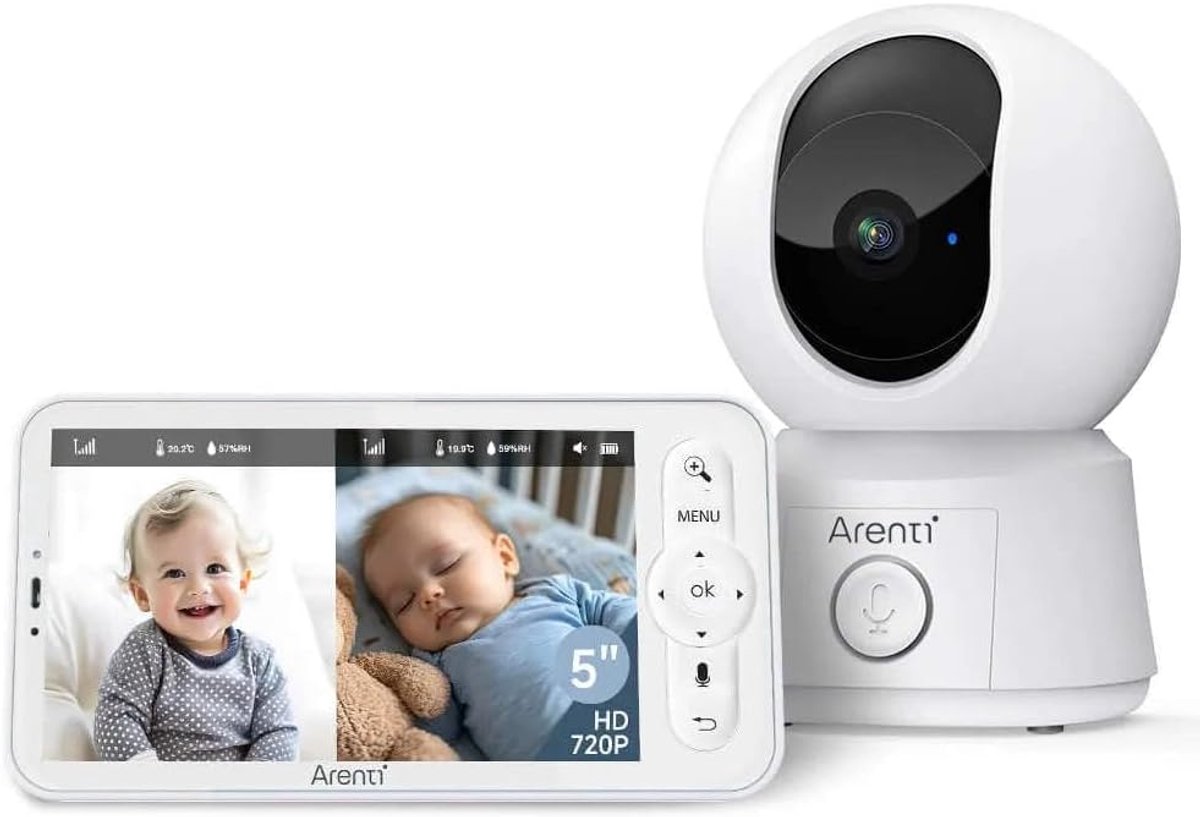 SnelShoppen - Full HD Video Baby Monitor met 5 Inch LCD Scherm, Automatische Bewegingsdetectie, IR Nachtzicht, 3350 mAh Batterij voor Kinderen