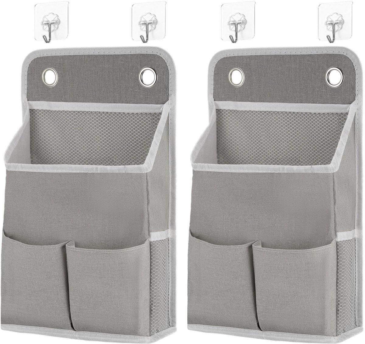 Dailygoods- Organizer Wandopslag - 2 Stuks - Waterdichte Stof - 4 Opvouwbare Haken - 22 x 36 cm - Geschikt voor Badkamer/Slaapkamer/Kantoor - Opbergtas