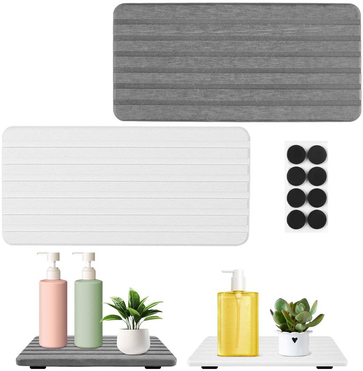 Dailygoods- Onderzetters Waterabsorberend - Onderzetters Steen - Onderzetters 22 x 10 cm - Sneldrogende Onderzetters - Set van 2 - Geschikt voor Huizen en Keukens - Coasters