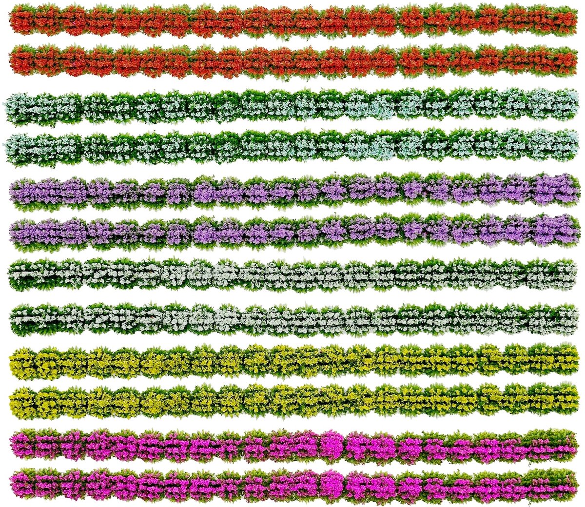 Dailygoods- Bloemcluster Set - 12 Stuks - Statisch Gras - Miniatuur Trein Decoraties - Landschapsdecoratie - Kunststof/Schuim - 20 x 0,7 x 1 cm - Modelbouwbloemen
