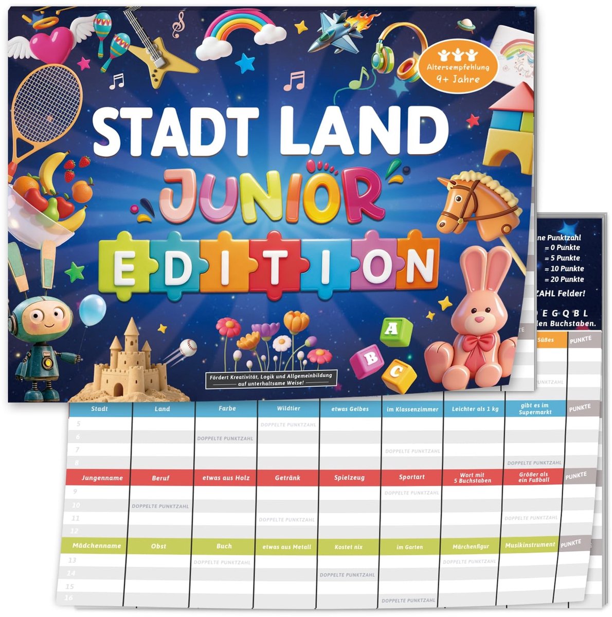 Dailygoods- Kaartspel Stad Land Junior Edition - Creatief Leerspel - Activiteitkaartspel - Spel van het Jaar 2026 - Voor Tieners - 30 Categorieën - Bordspel