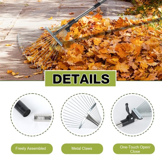 Dailygoods - Verstelbare Loofhark met Telescoopsteel voor Bladeren van Dailygoods — afbeelding 4