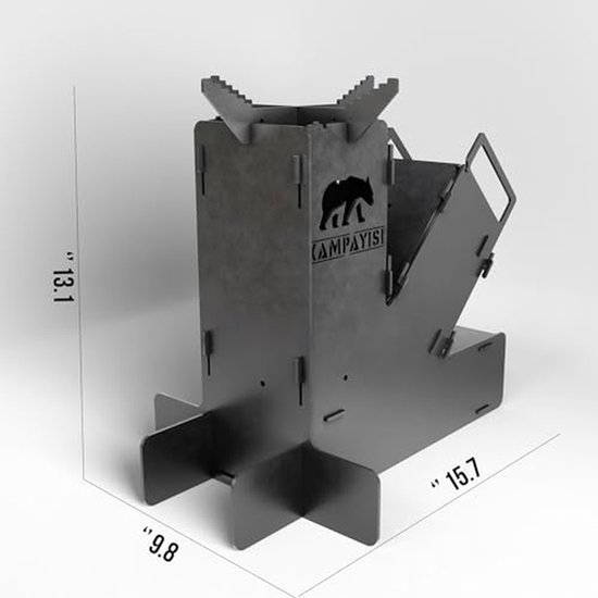 Camping Fornuis - Draagbare Kachel - Buiten Koken - Opvouwbaar Ontwerp - 188 cm - Grijs — afbeelding 4