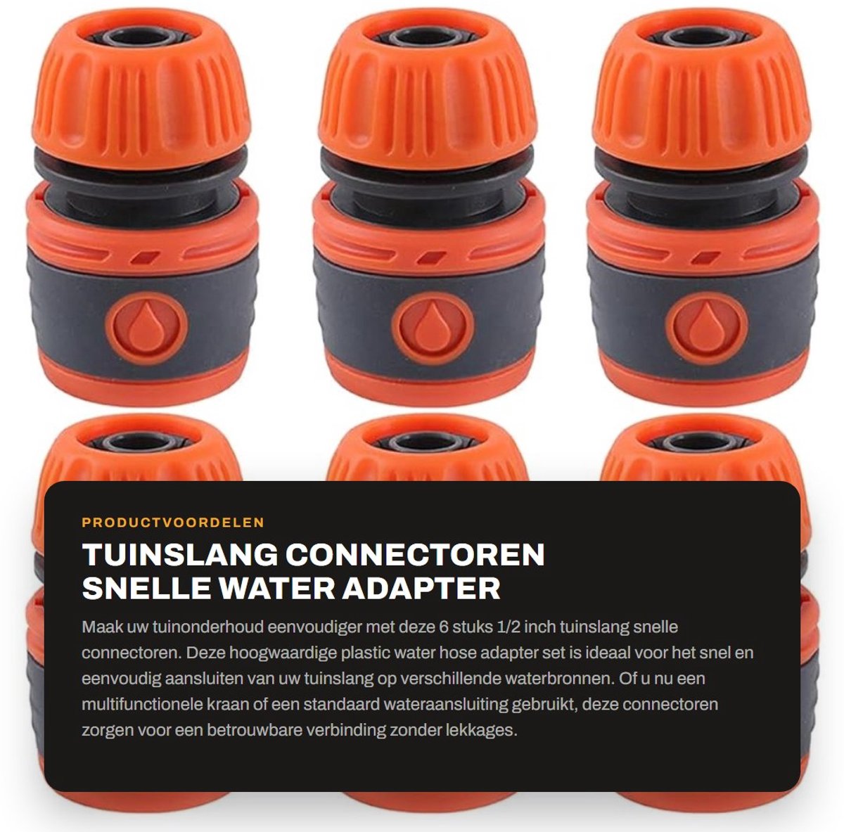 Dailygoods - Tuinslang Connectoren - Snelle Water Adapter Set - 1/2 Inch - 6 Stuks - Tuinaccessoires - Ideaal voor tuinieren - Plastic