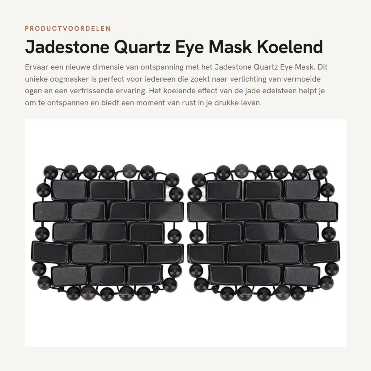 Dailygoods- Oogmasker Koel - Jade - Edelsteen - Verlichting - Slaapmasker - Antislip