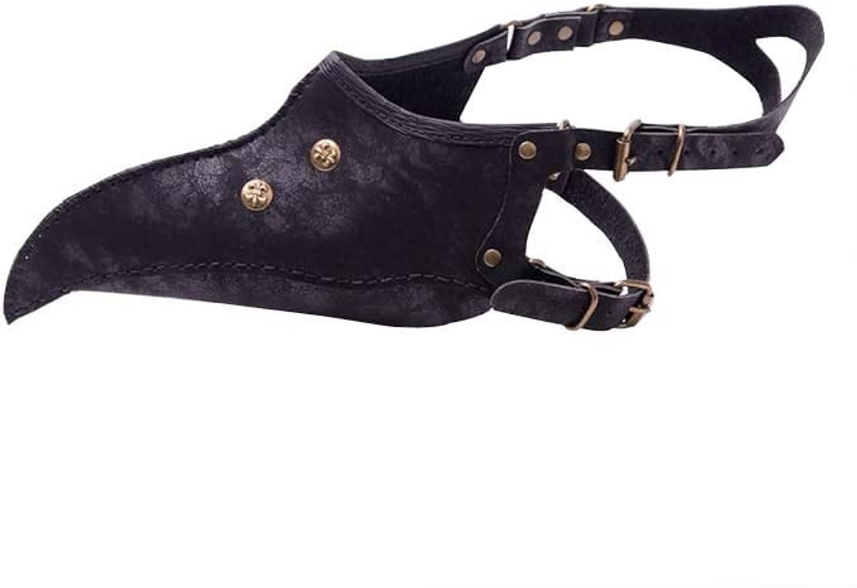 Solidchoice- Pestdoktersmasker met lange neus - Steampunk - Zwart - Verstelbare hoofdband - Kunstleer - Comfortabel en duurzaam - Masker