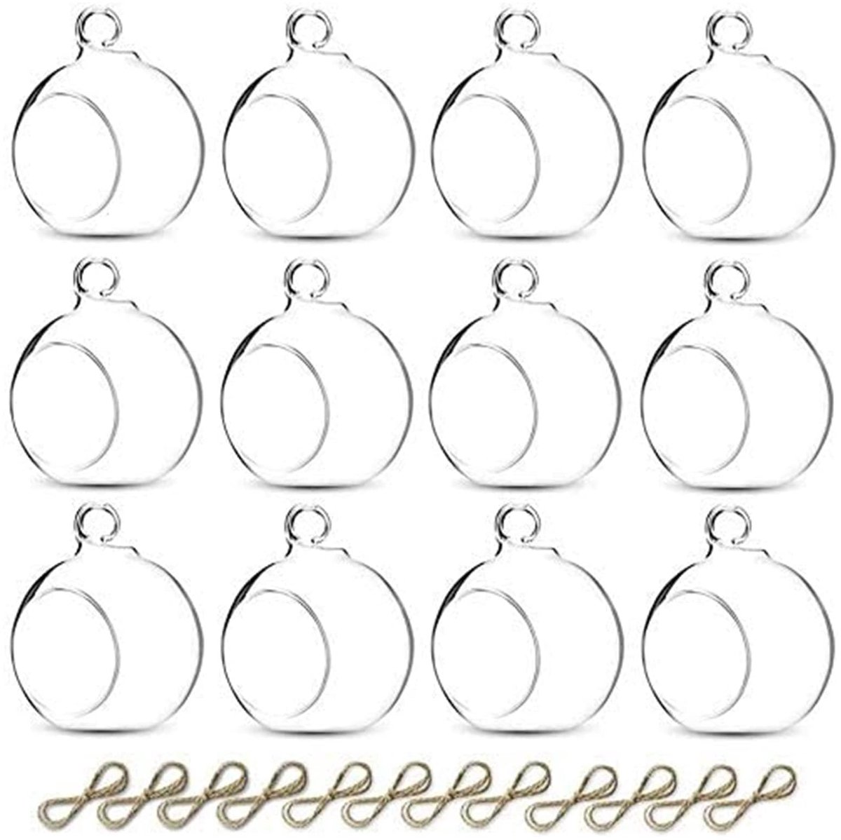 Dailygoods - Sziqiqi Glazen kandelaar, 12 stuks hangende theelichthouders, 6 cm heldere bollen voor bruiloft kerstfeest decoratie