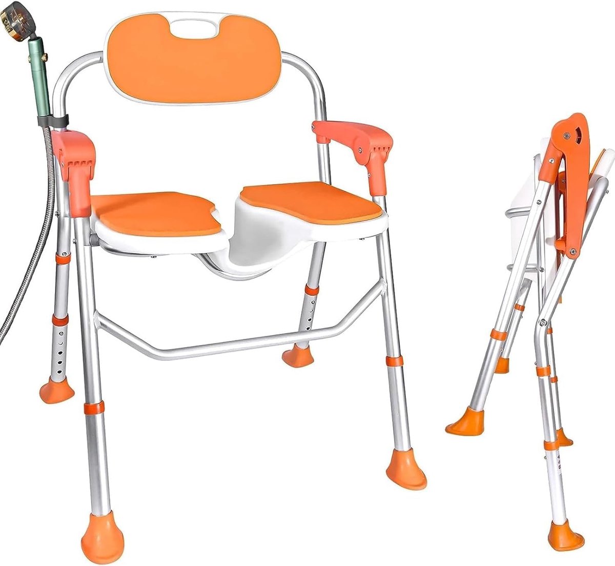 Badkruk met armen - Douchestoel opvouwbaar - Veilig douchen - Antislip en verstelbaar - 180 kg capaciteit - Wit