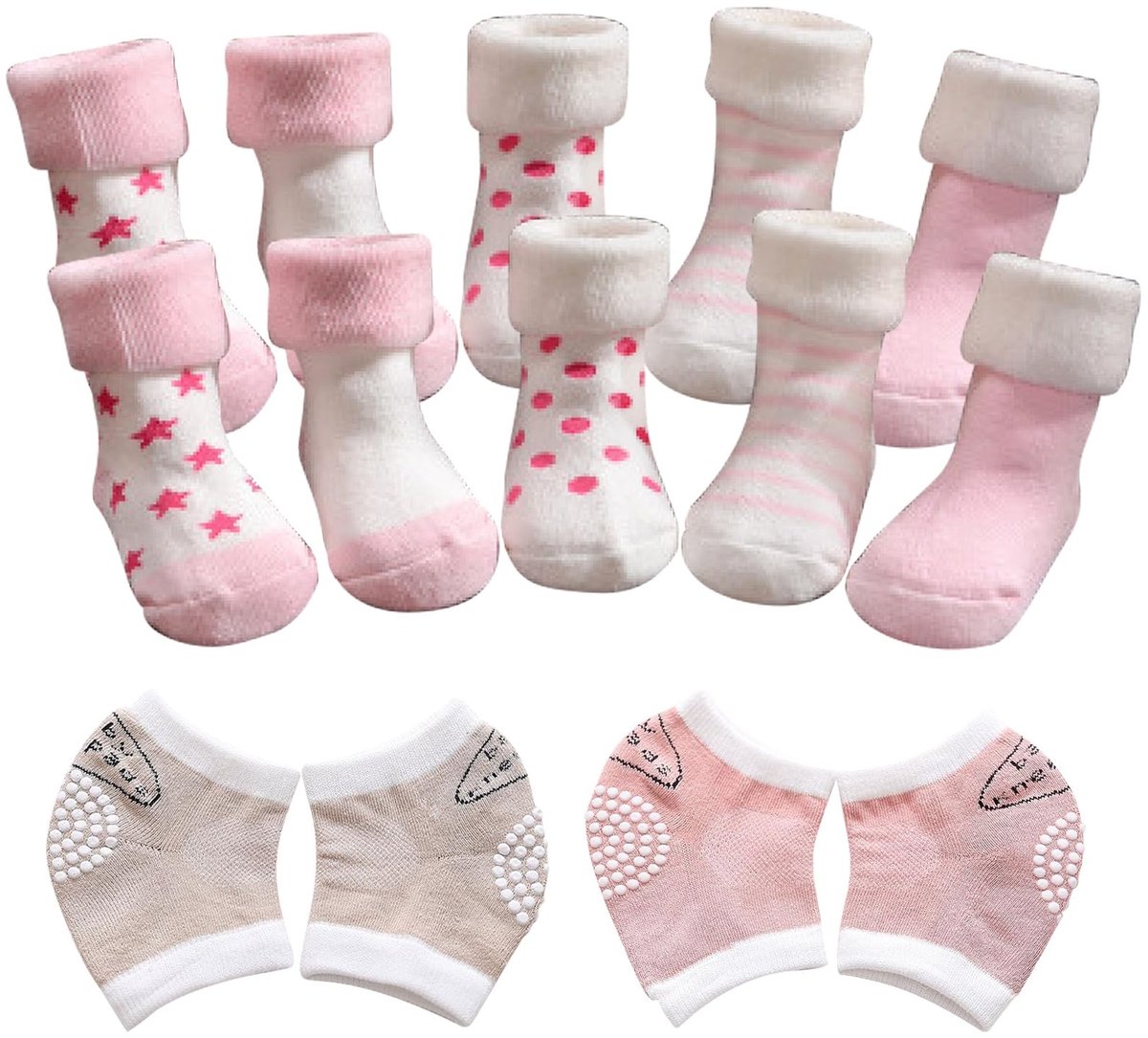 Babysokken 5 Paar - Thermo-katoen - Antislip - Zacht - Comfortabel - Geschikt voor 1-3 Jaar - Peutersokken
