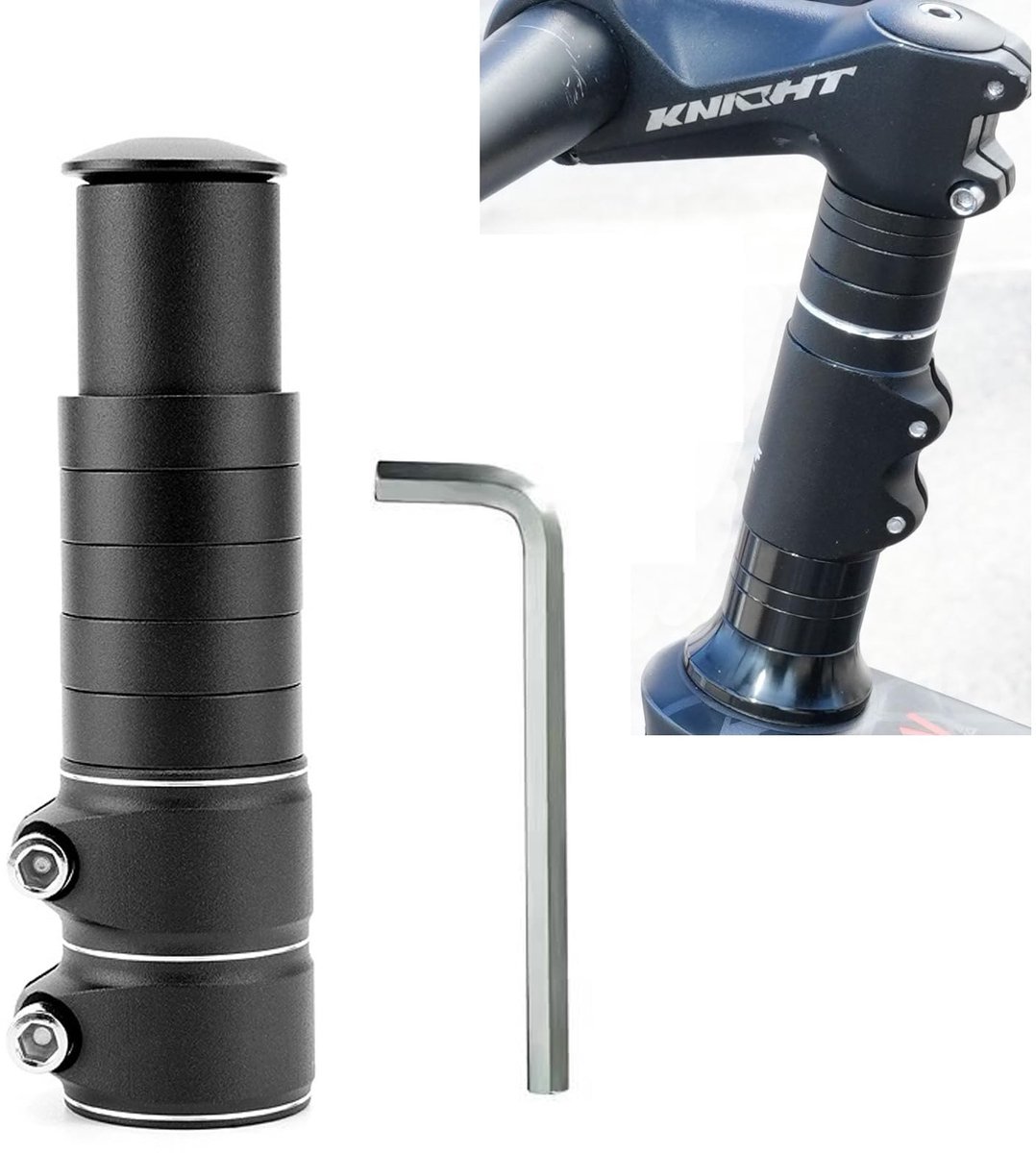 Dailygoods- Stuurverhoging Hoogte-adapter 28,6 mm - Stuurpen 31,8 mm x 120 mm - ± 60 Graden Instelbaar - Verstelbaar voor Rijgezondheid - Aluminiumlegering Schokbestendig