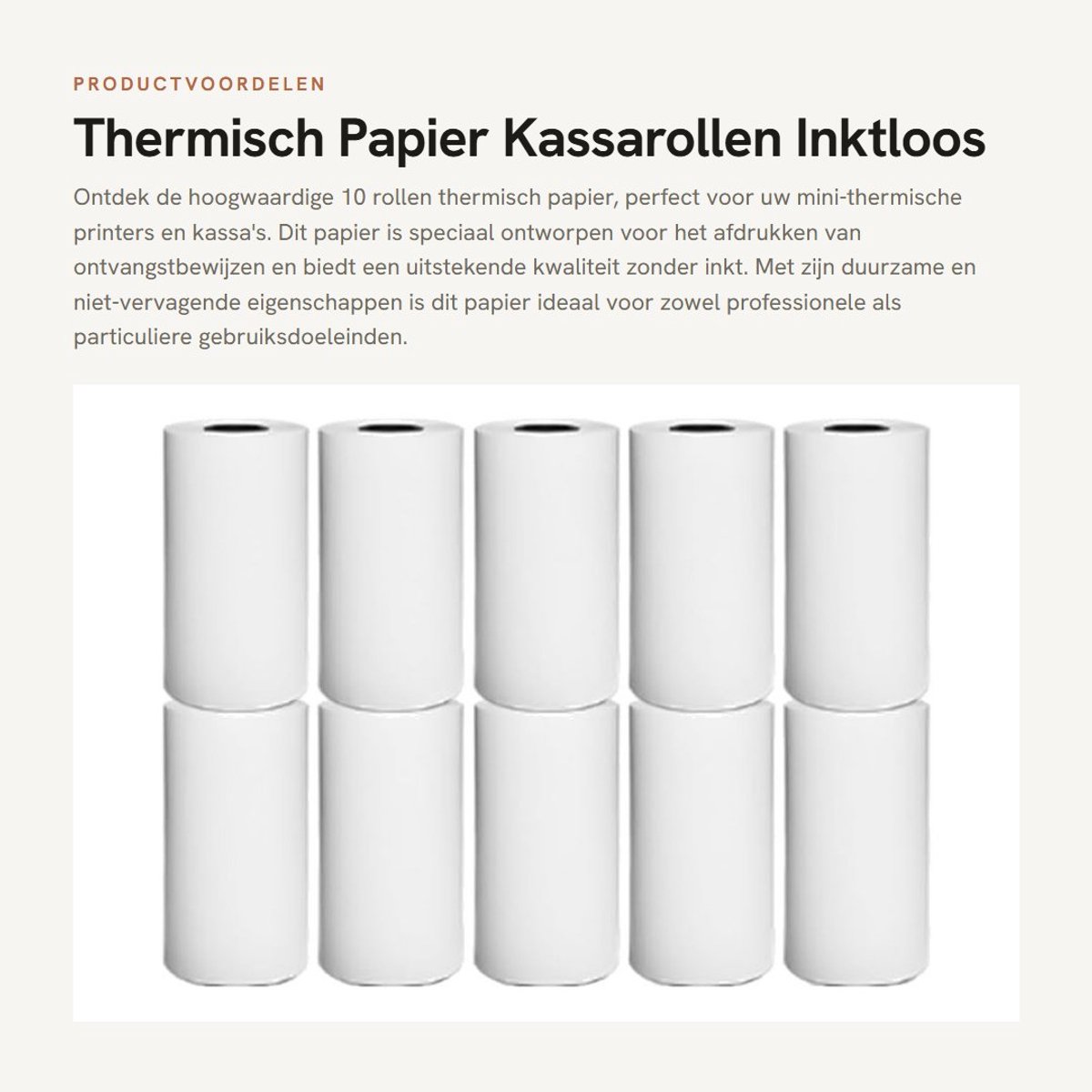 Dailygoods- Thermisch Papier - 10 Rollen - 57 x 25 mm - Inktloos Printen - Kassarollen - Geschikt voor Mini-Thermische Printers - Hoogwaardig Papier