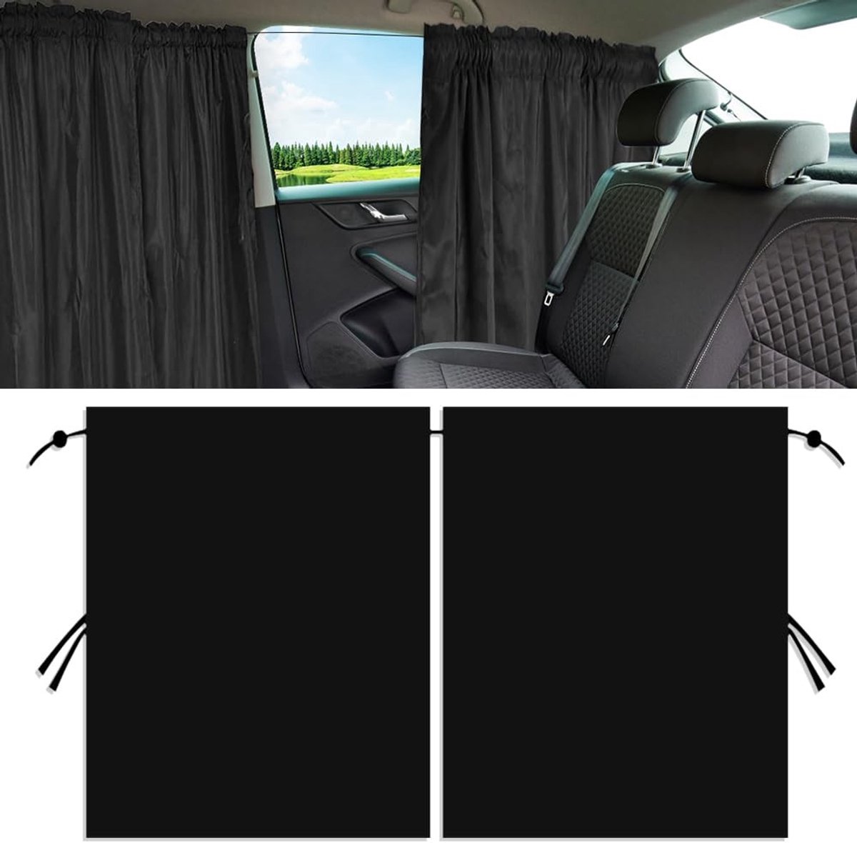 Dailygoods- Autozonwering 190 x 120 cm - Zonnescherm Auto - Inkijkbescherming - UV-bescherming - Lichtdicht - Eenvoudige Demontage - Auto Gordijnen