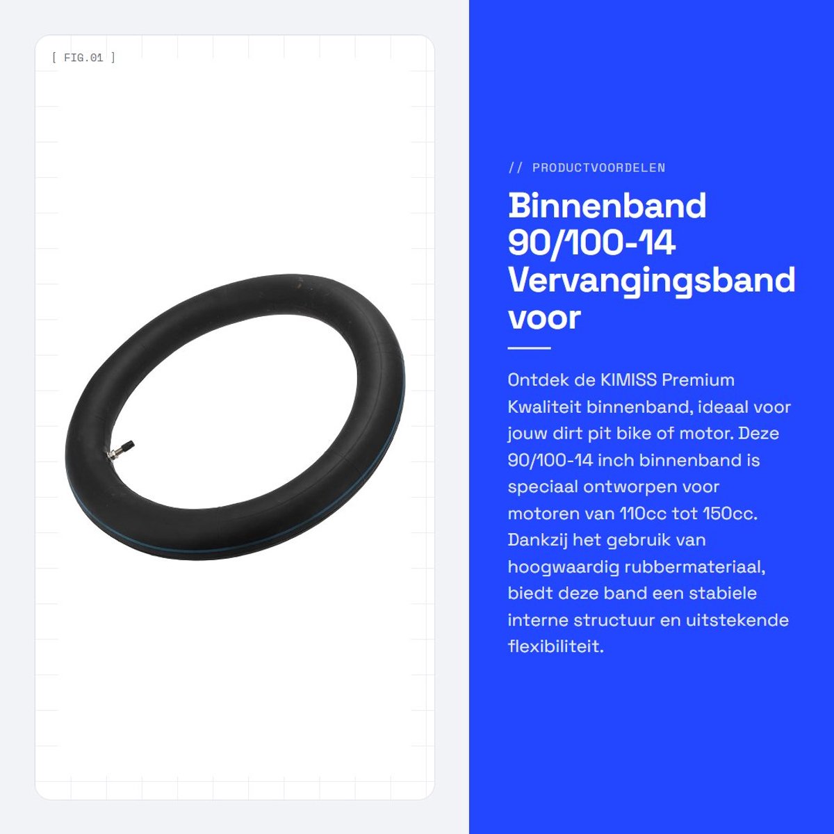Dailygoods- Binnenband 90/100-14 - Vervanging voor Dirt Pit Bikes - Luchtkamer met Rechte Klep - Hoogwaardig Rubber - 3 Stuks - Schokabsorberend - Motorband