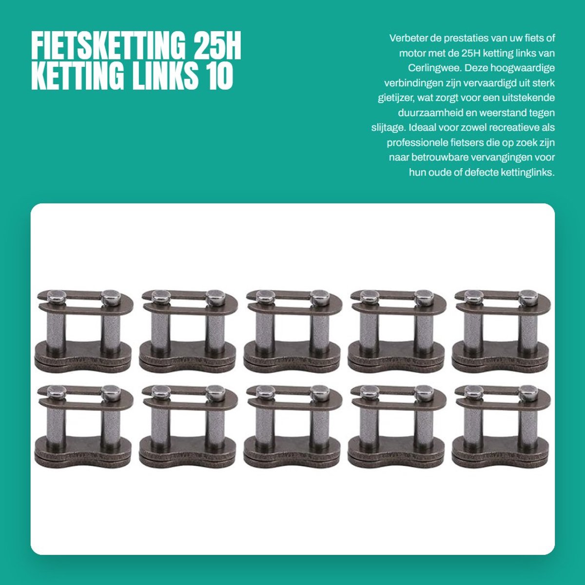 Dailygoods- Kettinglinks 10 Stuks - Hoogwaardige Koppelingen - Gietijzeren Verbindingen - Sterk en Duurzaam - Eenvoudige Installatie - Professioneel Ontwerp - Fietsketting