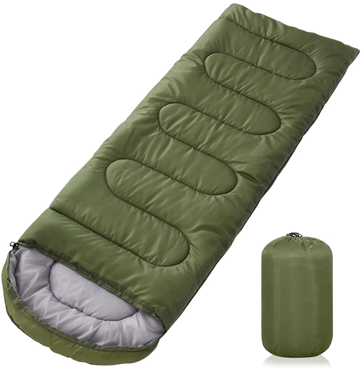 Dailygoods - Groene Slaapzak - 3-seizoenen, 220x85 cm, Lichtgewicht