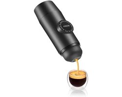 Draagbare Koffiemachine - Mini Espresso Maker - Thuis en Onderweg - Pompdruk Technologie - 3-5 Kopjes - Zwart