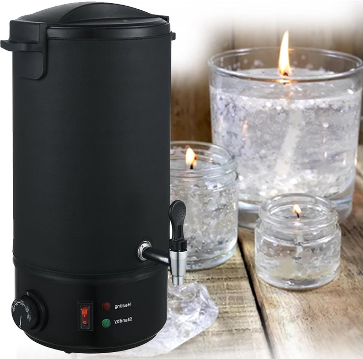 Wax Smelter Elektrisch - Kaarsen Maak Machine - Kaarsen Maken - Precisie Temperatuurregeling - 8 Liter Capaciteit - Zilver
