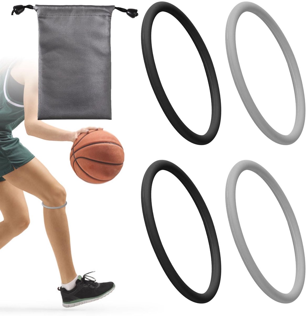 Dailygoods- Knieband Patellapeesondersteuning - Kniebandage - Kniebrace voor Sport - 4 Stuks - Siliconen - Waterdichte Tas