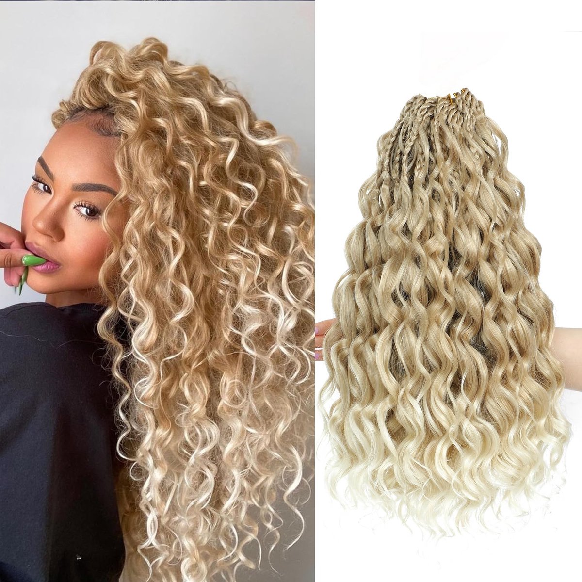 Dailygoods- Gehaakte Vlechten 14 Inch - Synthetische Vlechtvlechten - Boho Krullen - Golvend Haar - Lichtgewicht - Voor Dames - Haarextensies