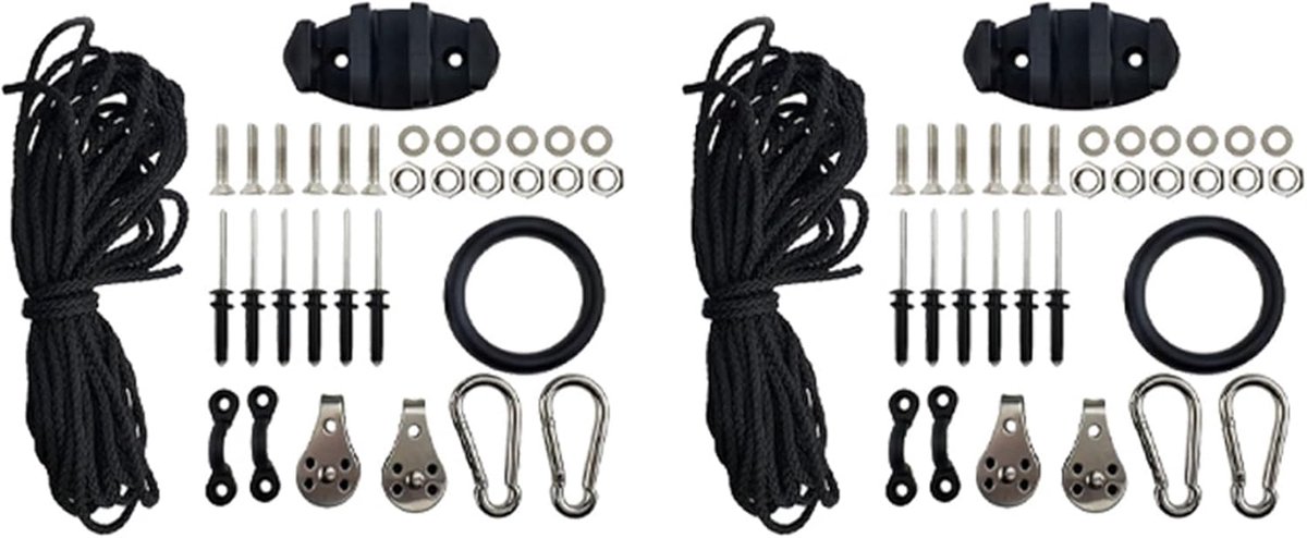 Anker Trolley Kit - Opblaasbaar Systeem - Kajak Vastzetten - Roestvrij Staal - 2 Stuks - Zwart