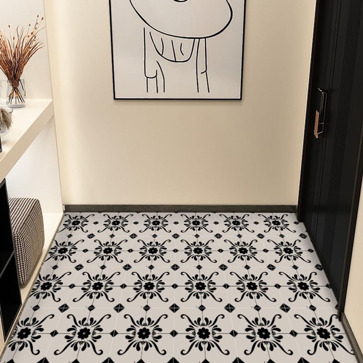 Dailygoods- Vinyl-Vloertegelstickers Zelfklevend - 24 Stuks - Vierkant - Voor Badkamer/Keuken - Eenvoudig Aanbrengen - Decoratieve Patroon - Muurtegelstickers